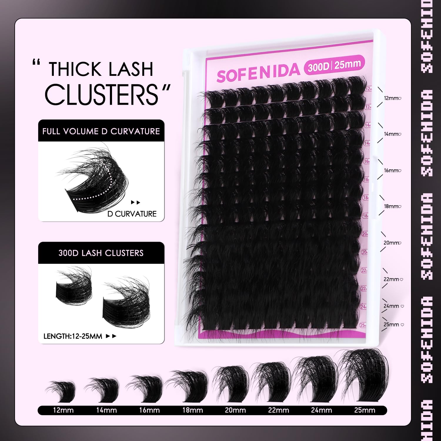 SOFENIDA lash clusters wispy soft look for comfortable all-day wear.