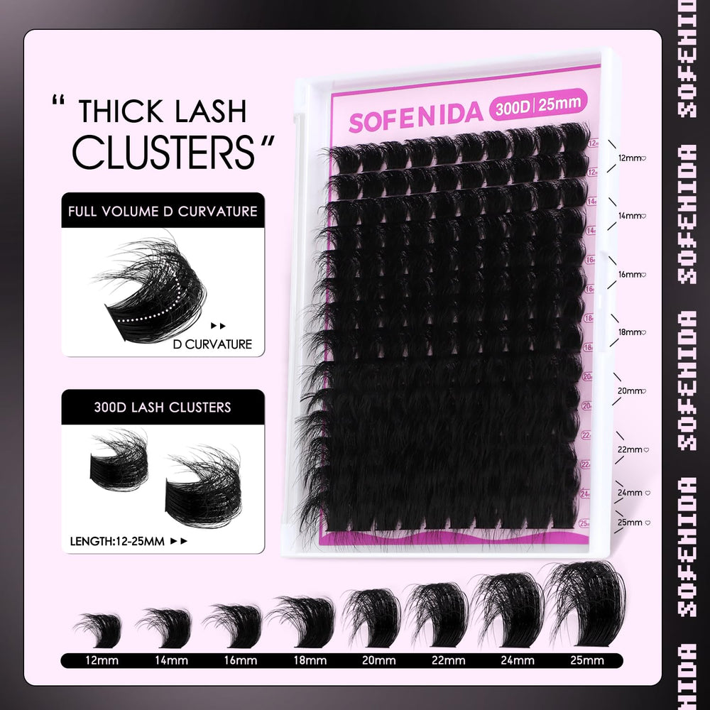 SOFENIDA lash clusters wispy soft look for comfortable all-day wear.