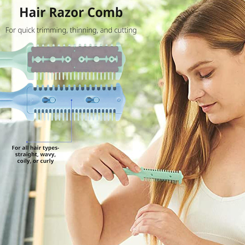 Soft 'N Style 3Pack double-sided hair trimmer comb black for versatile home styling.