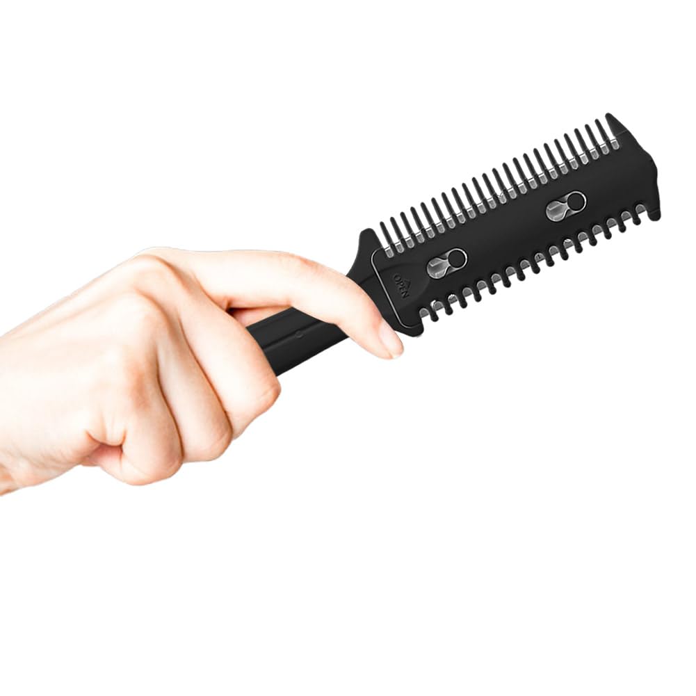 Soft 'N Style 3Pack double-sided hair trimmer comb blue for easy trimming and styling.