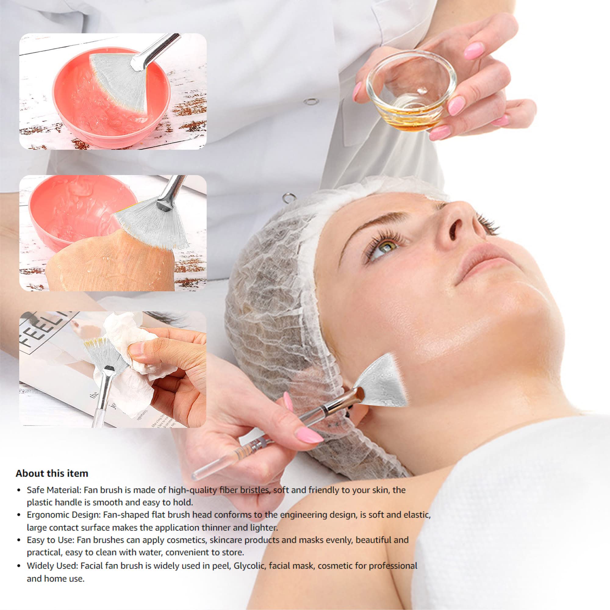 Soft 'N Style Taklon fan mask brush hygienic high-density bristles for even distribution.