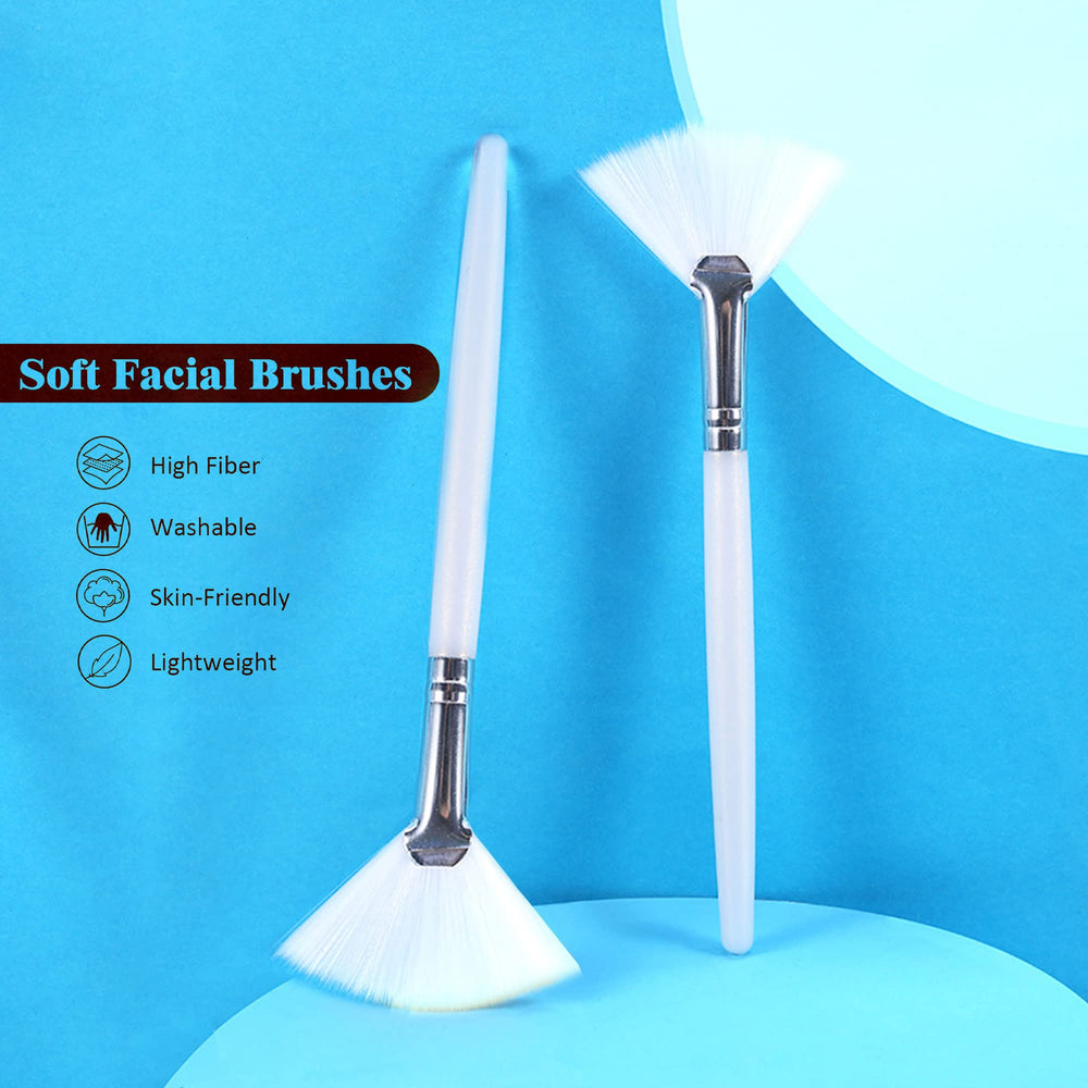 Soft 'N Style Taklon fan mask brush portable 5.7 inch handle for on-the-go routines.