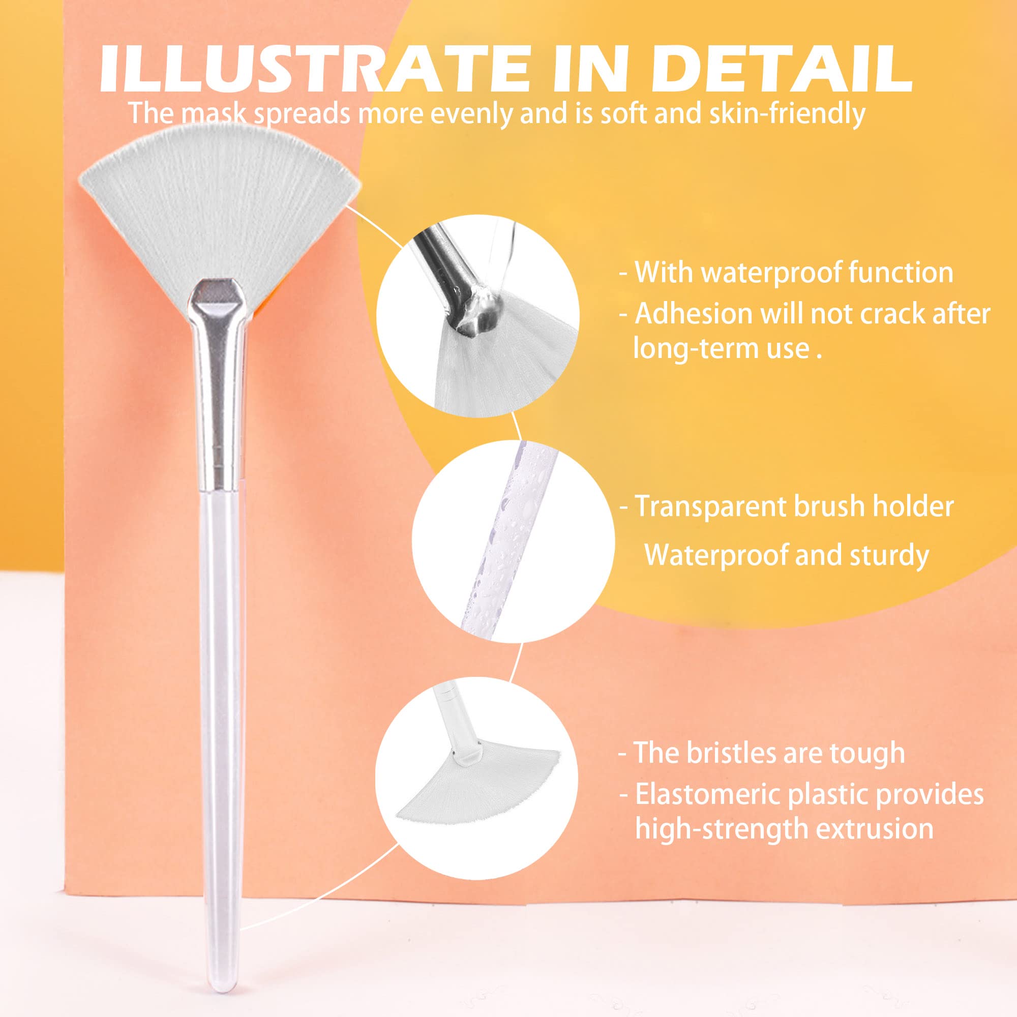 Soft 'N Style Taklon fan mask brush compact handle for convenient travel-ready skincare.