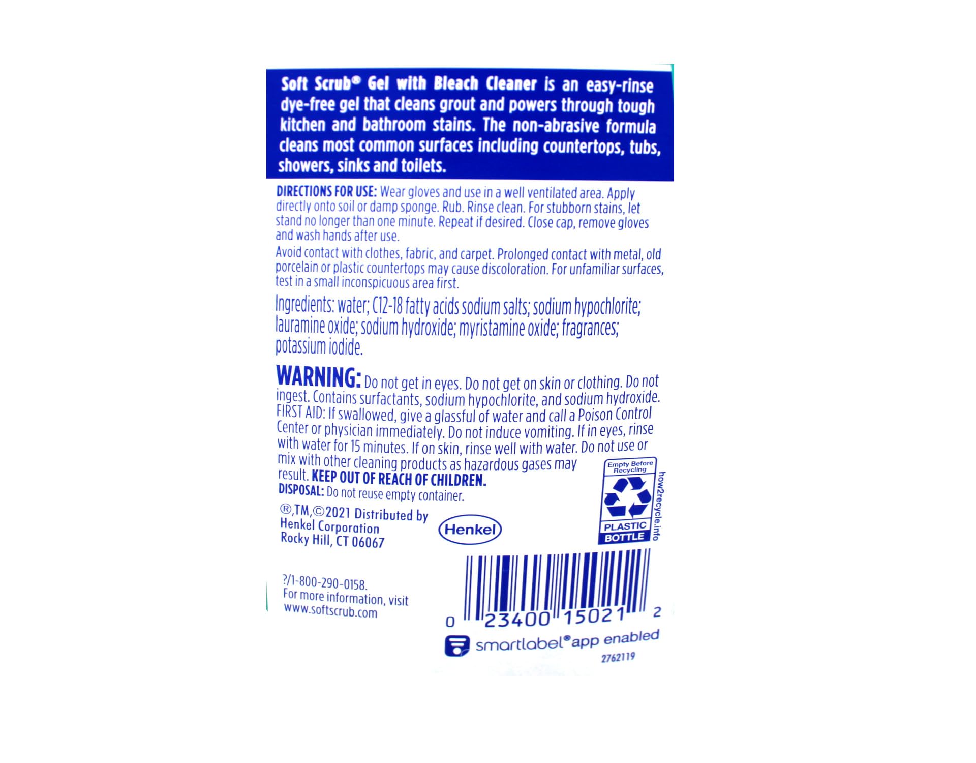 Soft Scrub Gel limpiador con lejía: ducha brillante para limpieza diaria.