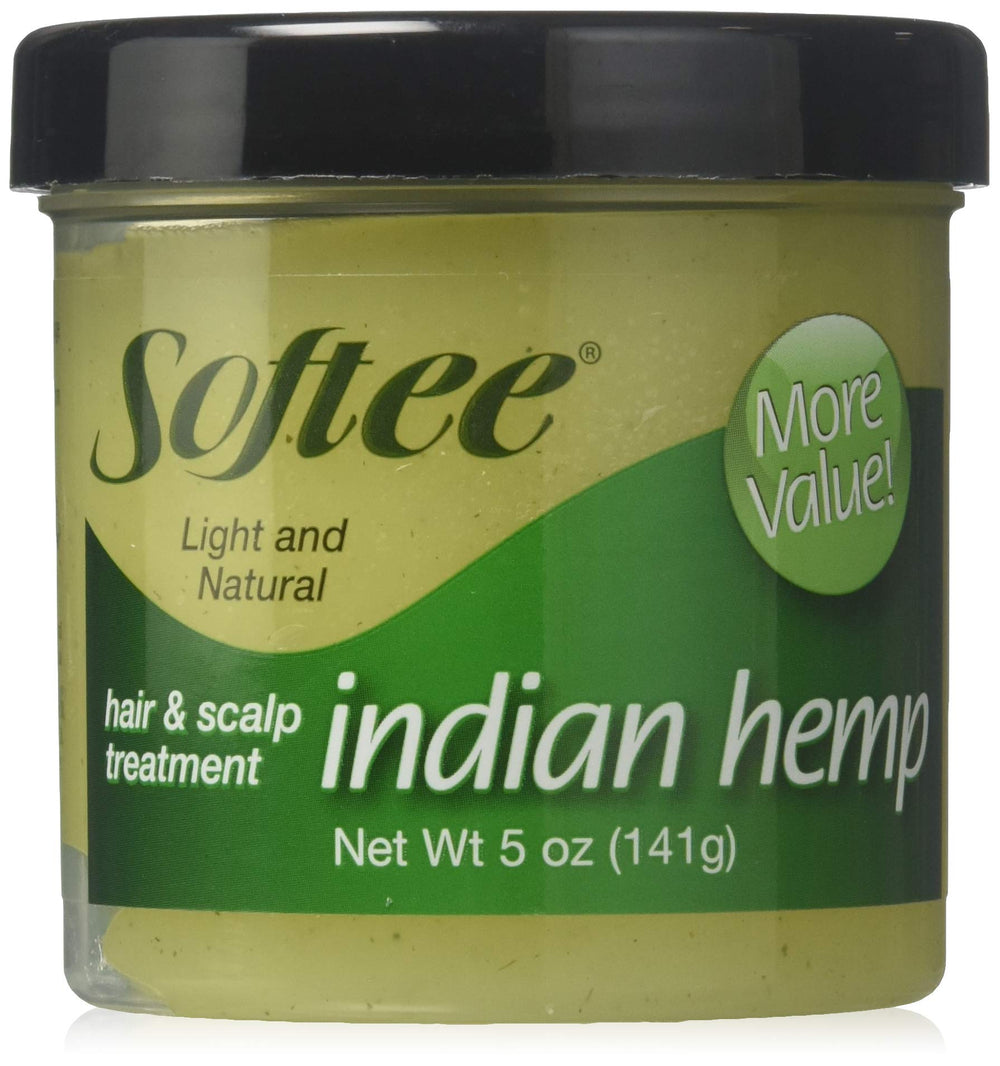 Softee: botella de tratamiento capilar con cáñamo indio para brillo y manejo fácil.