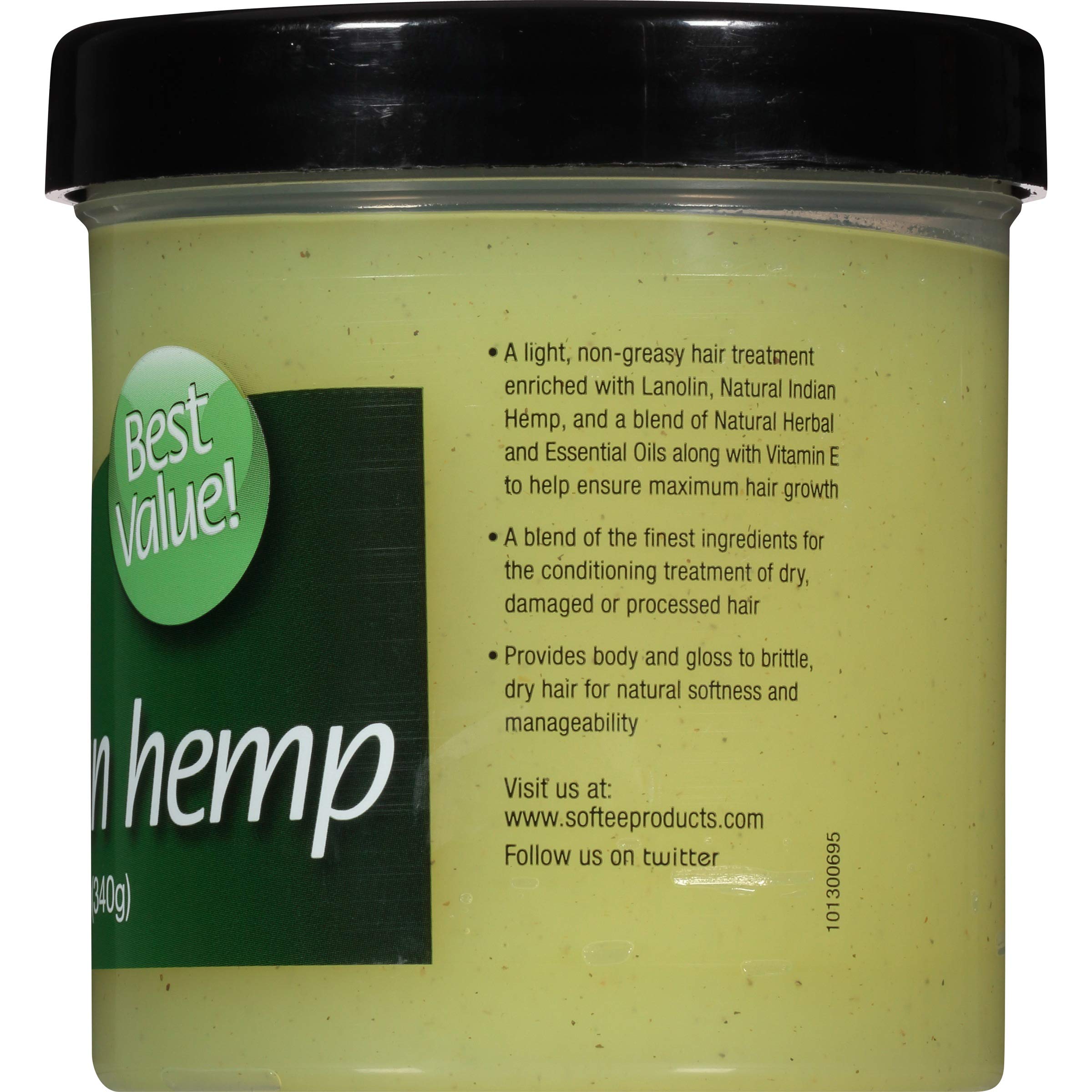 Tratamiento Softee Cabello Ingredientes: hemp indio y lanolina para nutrición suave.