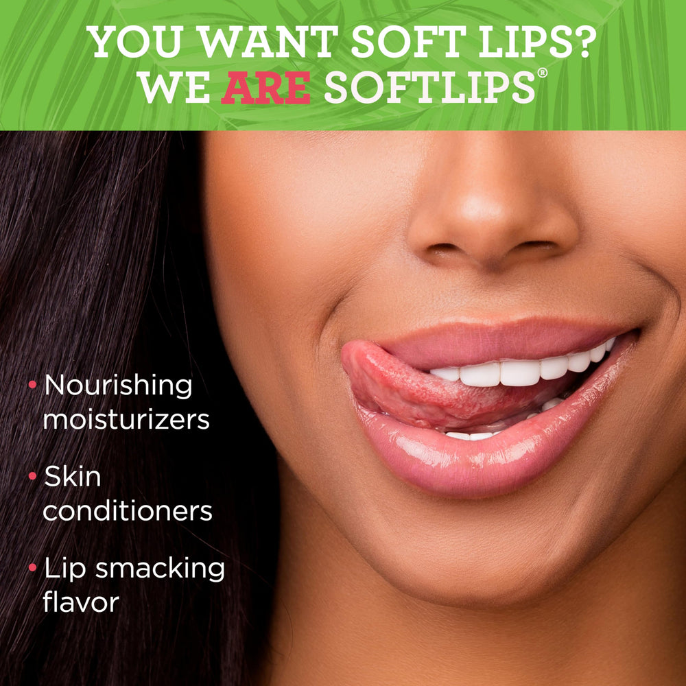 SoftLips bálsamo labial sabor sandía, sensación suave y aromas frutales.
