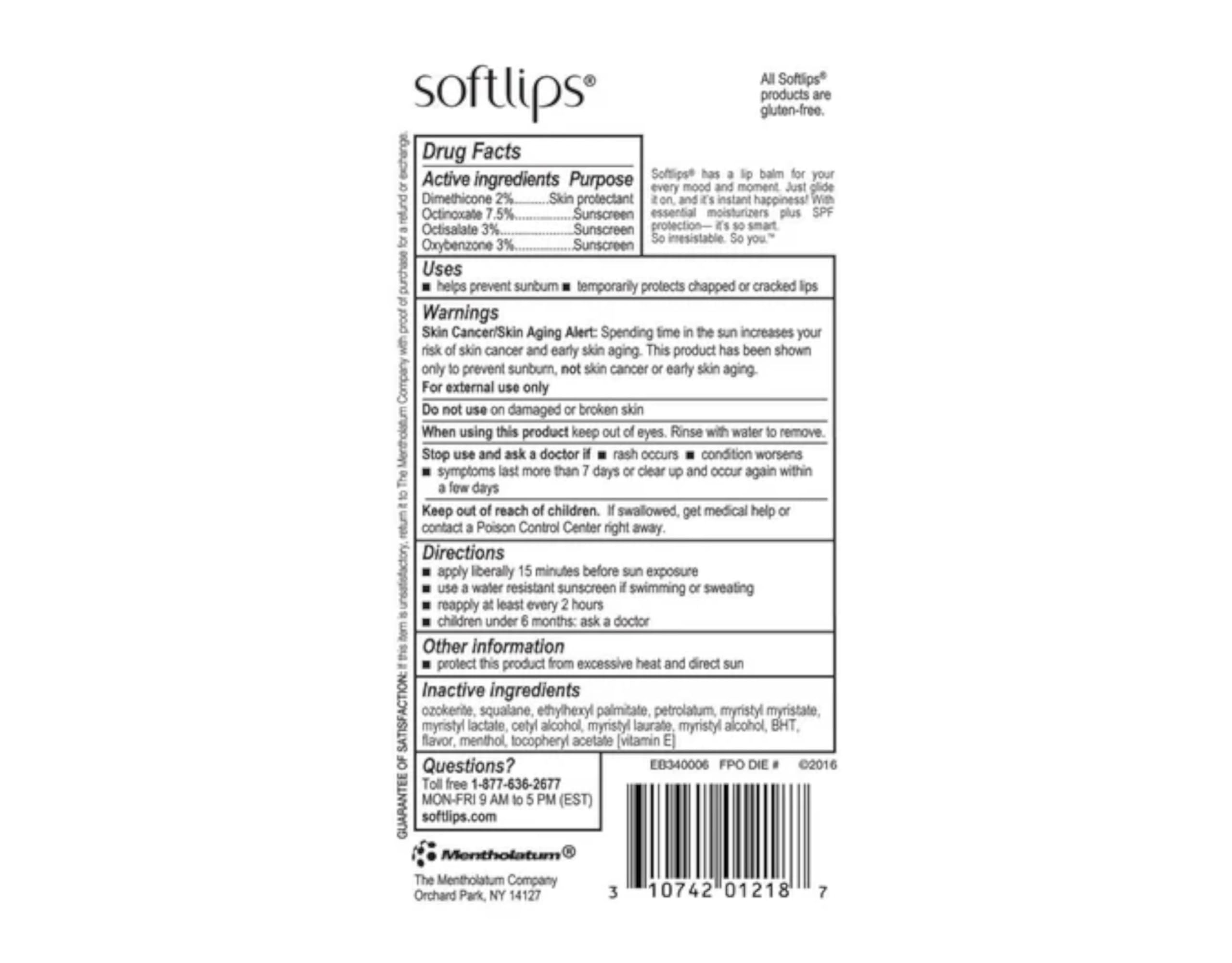 SoftLips bálsamo labial SPF 20 protegiendo labios al sol.