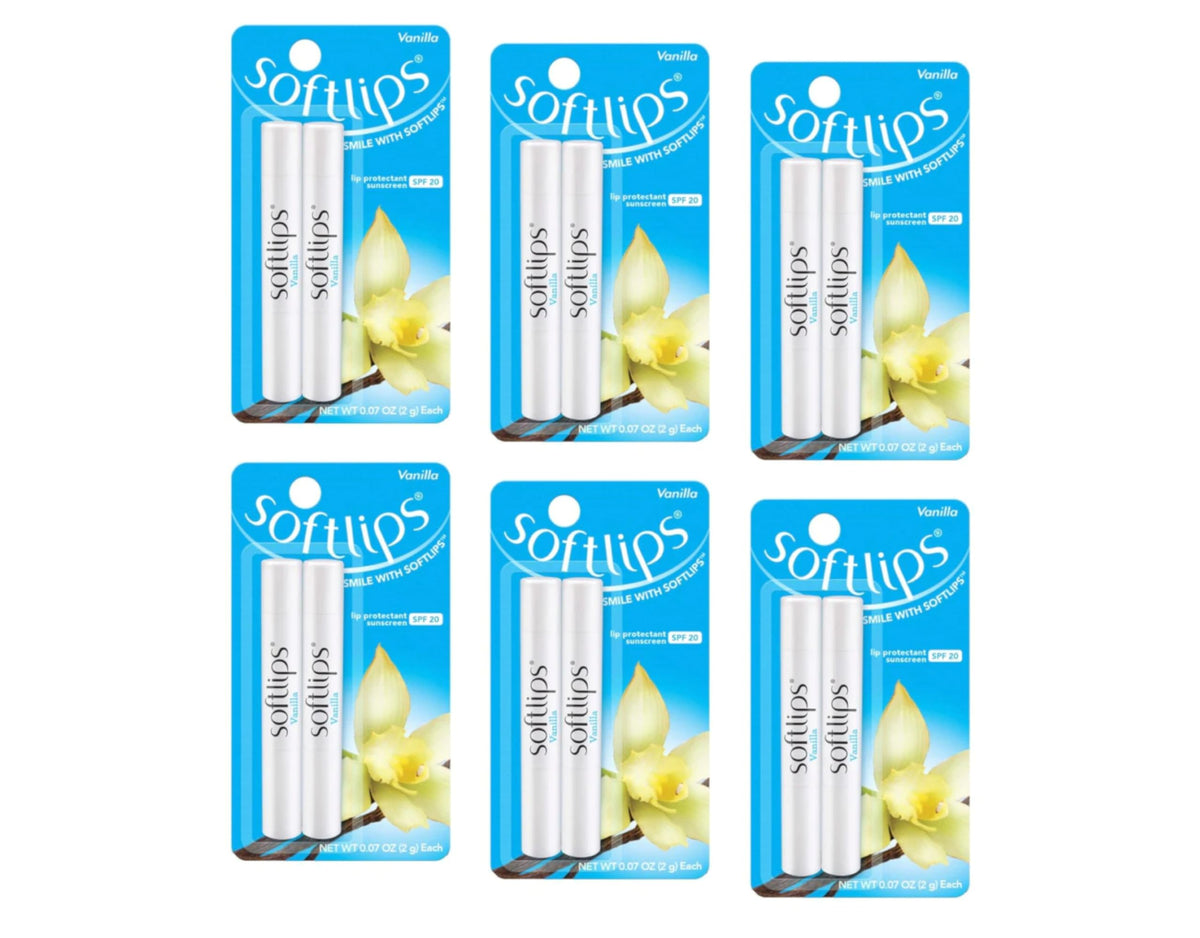 SoftLips bálsamo labial vainilla, SPF 20, hidratación suave para labios.