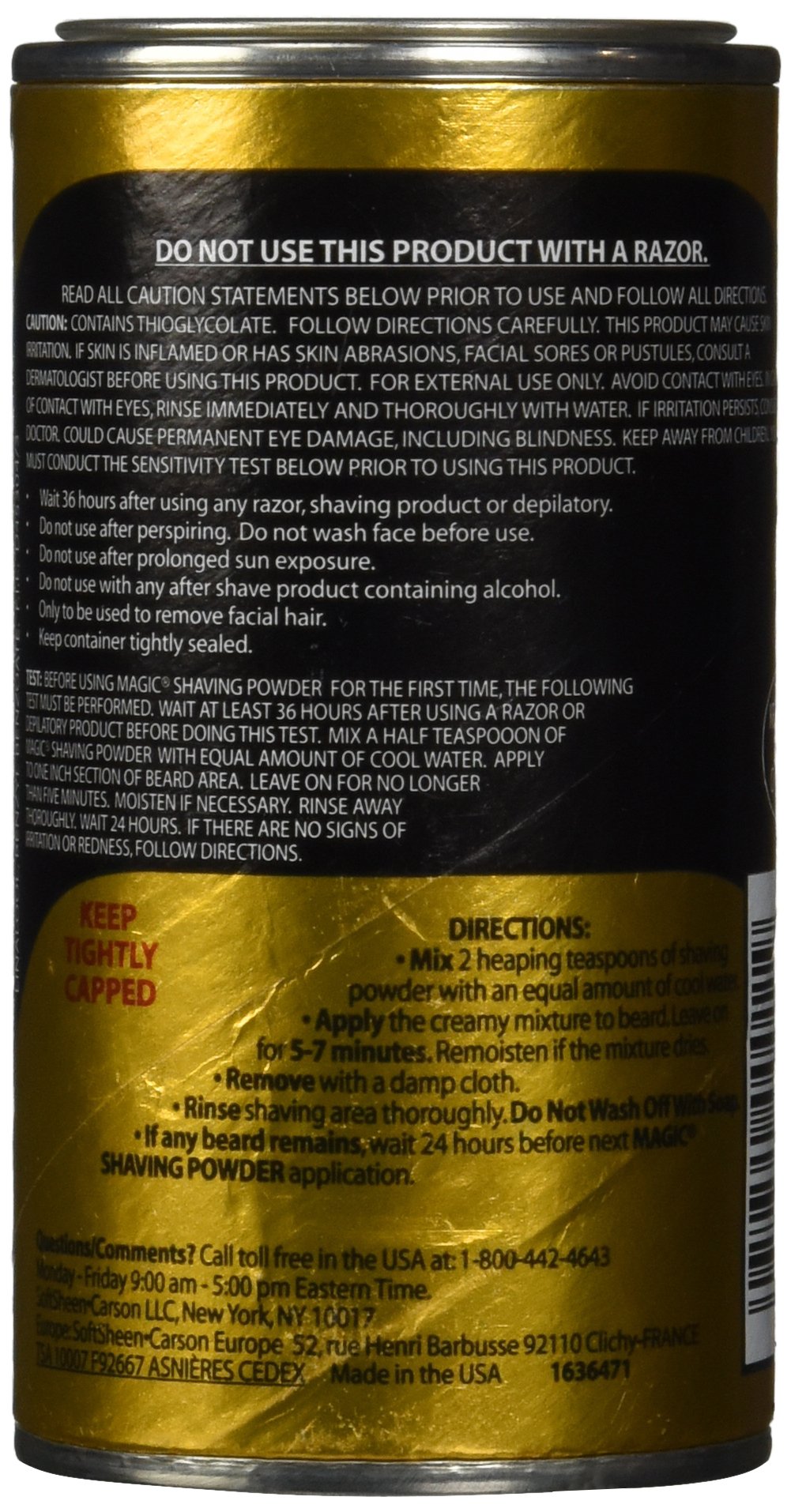 SoftSheen-Carson Magic Razorless Shaving Powder fragrance bottle with fresh scent
