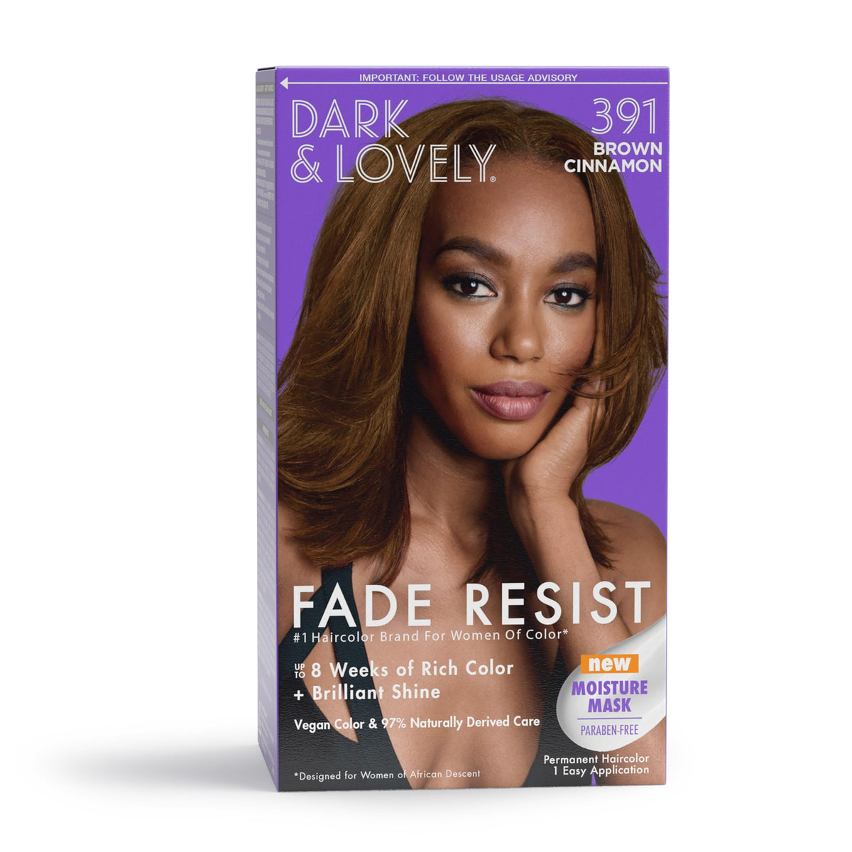SoftSheen Dark and Lovely Brown Cinnamon 391 color application shows vibrant, even coverage