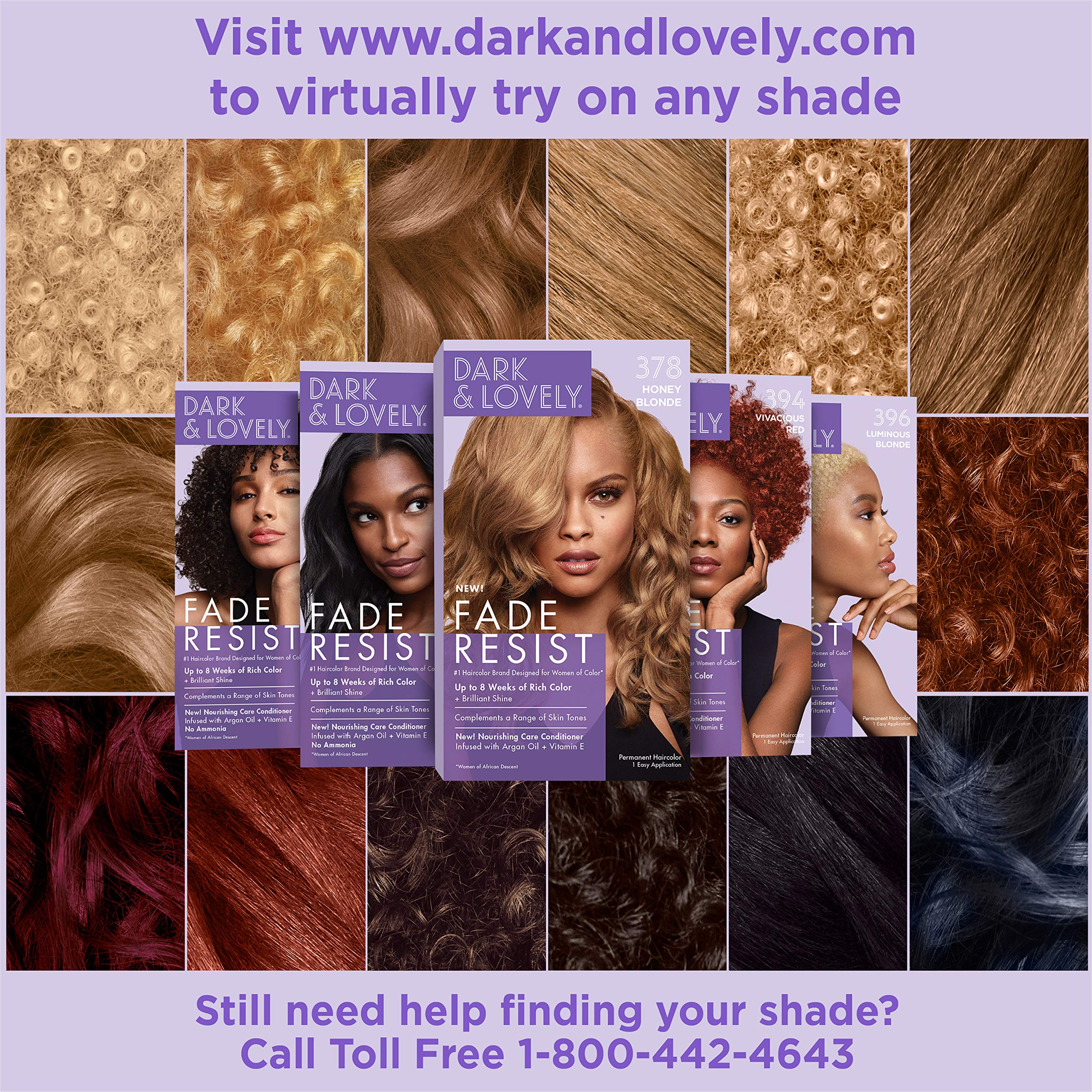 SoftSheen Fade Resist Rich Color hair shine close-up highlights silky finish.