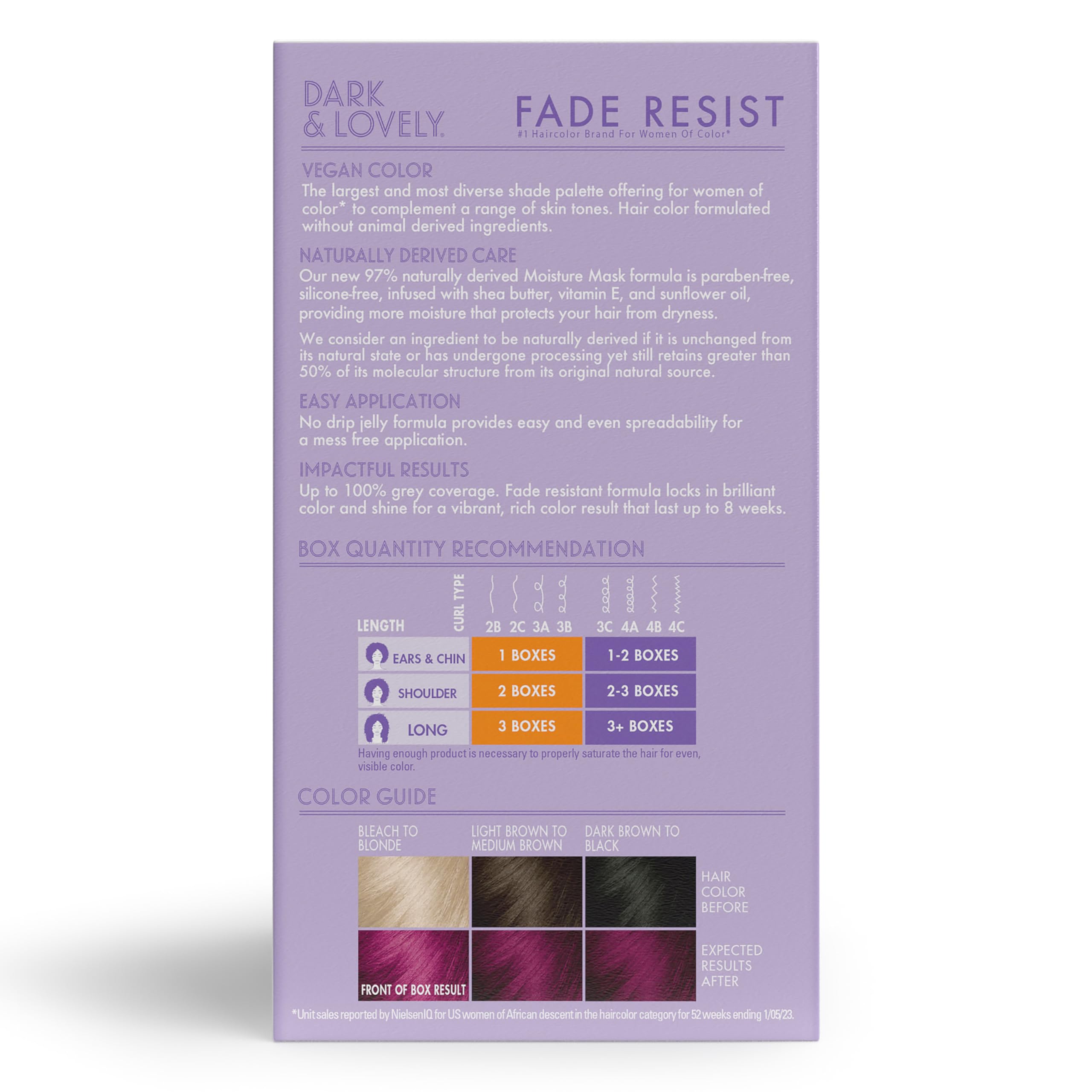 SoftSheen Dark and Lovely Poppin Pink vegan paraben free label highlights clean beauty