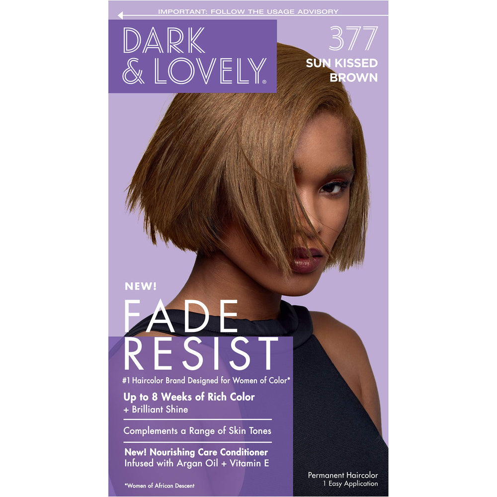 SoftSheen Dark and Lovely Sunkissed Brown 377 application close-up for vibrant color.
