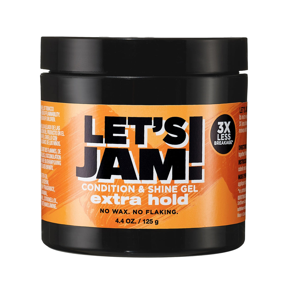 SoftSheen Let's Jam extra hold gel bottle showing strong hold and conditioning