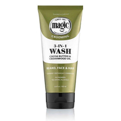 SoftSheen Magic Beard Wash bottle displays 3-in-1 formula for face, beard, and hair.