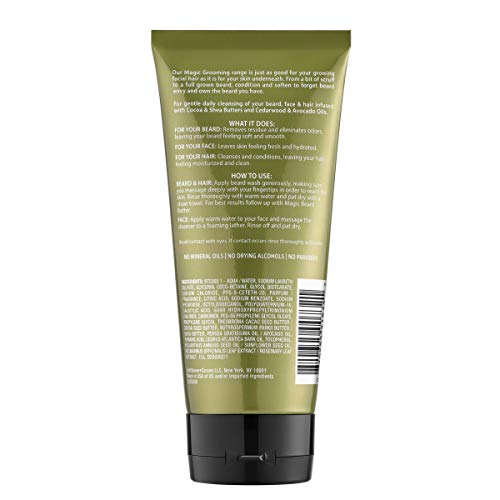 Creamy lather from SoftSheen Magic Beard Wash softens and cleanses the beard.