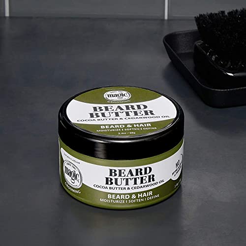 SoftSheen Magic beard butter used on textured beard for conditioning.