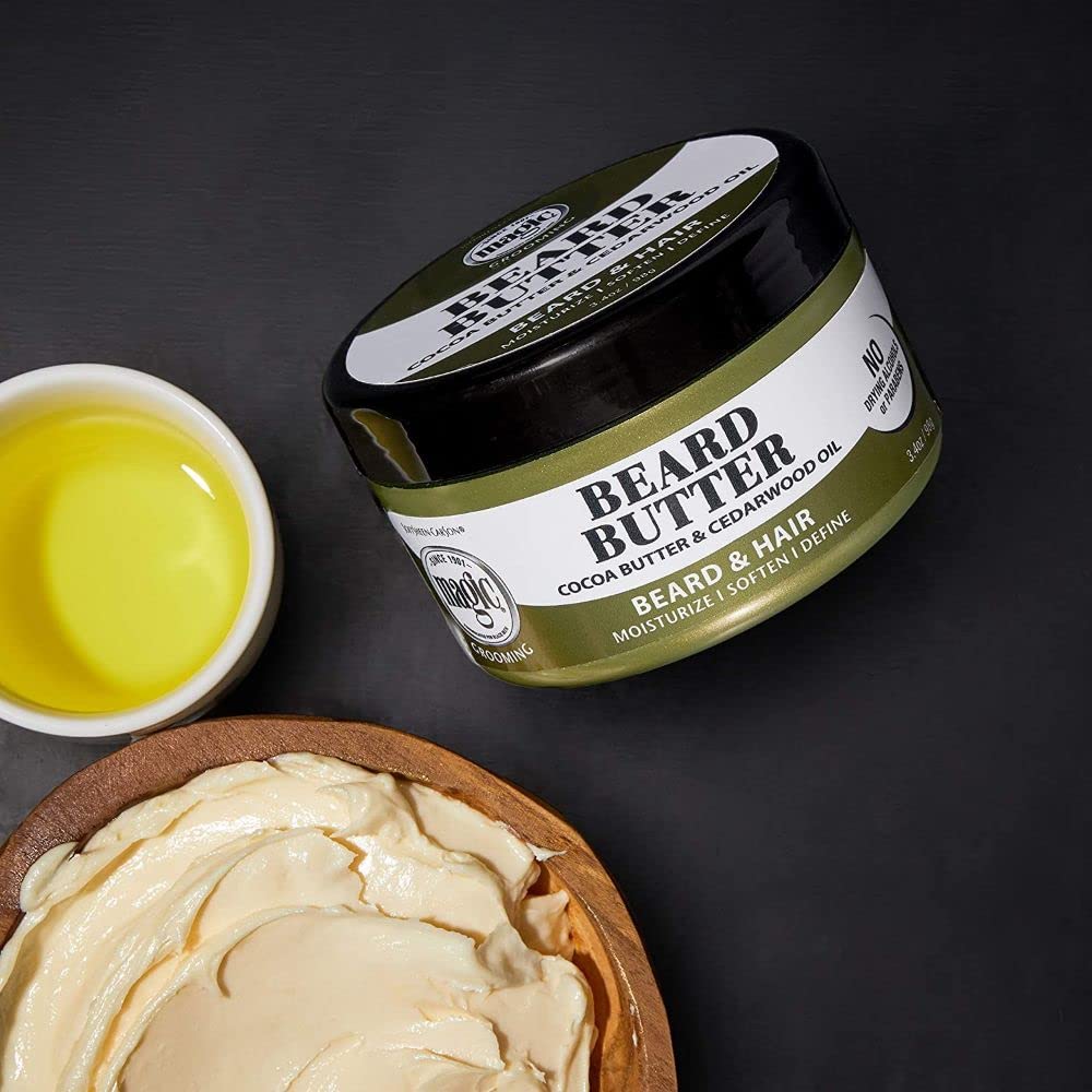 SoftSheen Magic beard butter travel tin ideal for on the go.