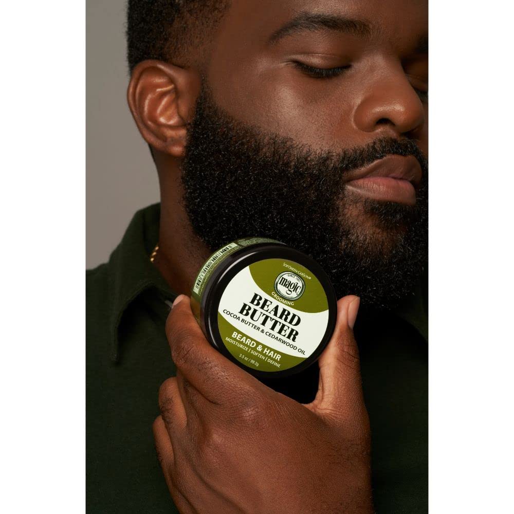 SoftSheen Magic beard butter on palm shows non greasy absorption.