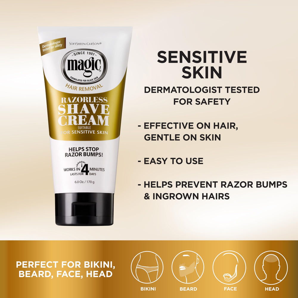 SoftSheen Magic Razorless cream application on skin shows easy use
