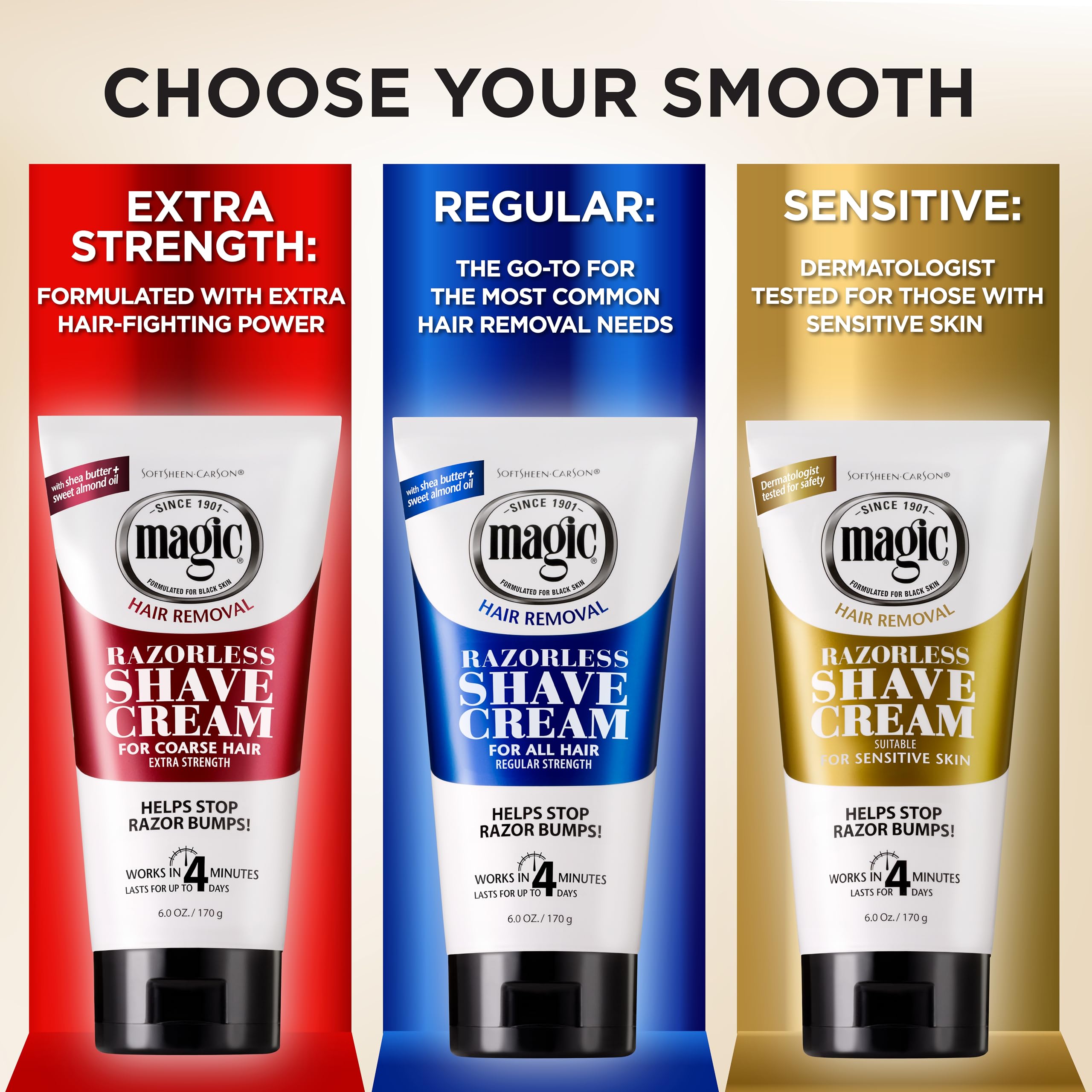 SoftSheen Magic Razorless Cream shown during grooming session.