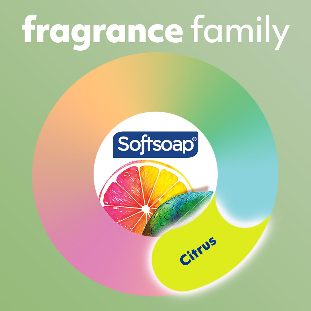 Softsoap Fresh Citrus bottle in a tidy bathroom setup for easy access