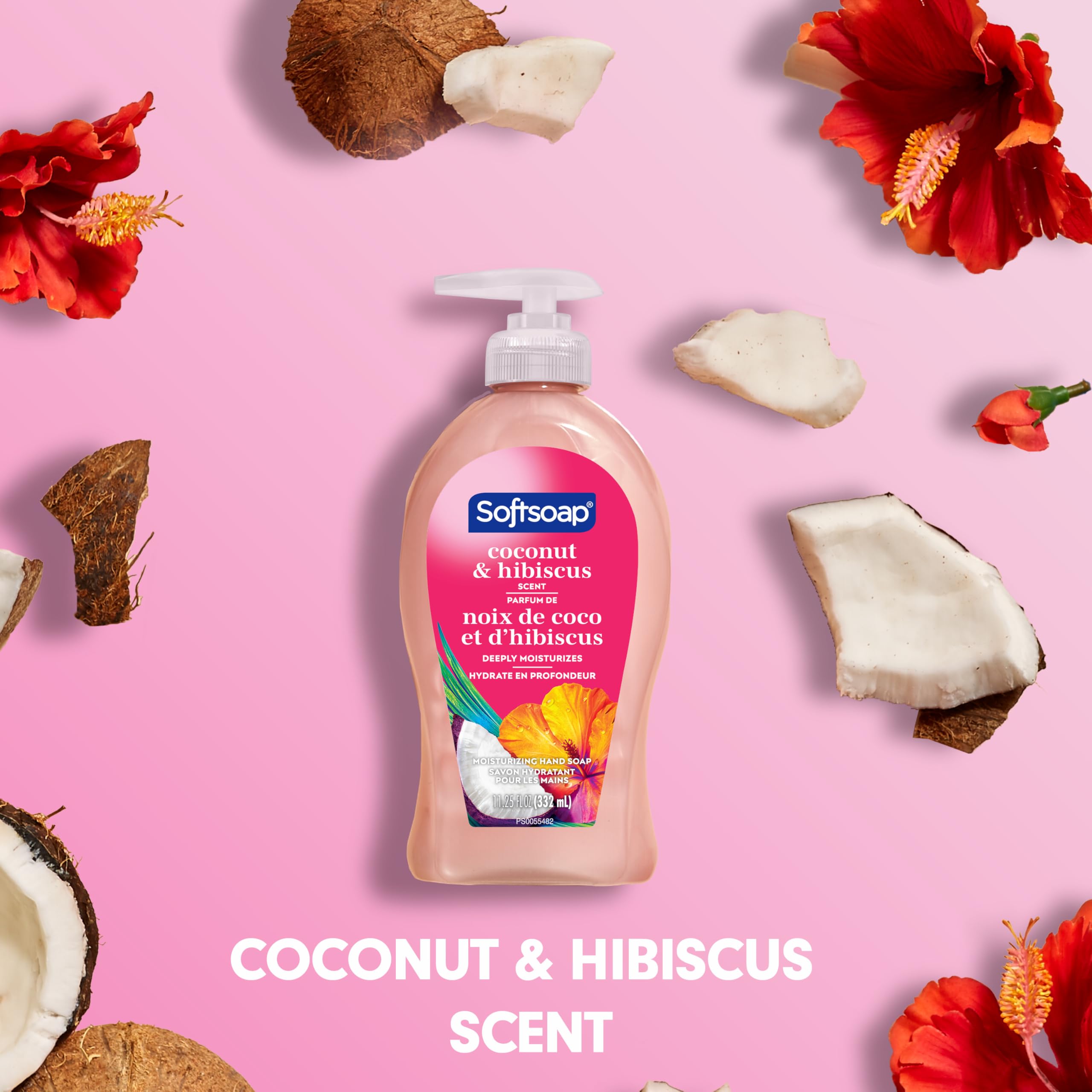 Softsoap coco hibisco baño elegante, añade color y aroma al lavabo.