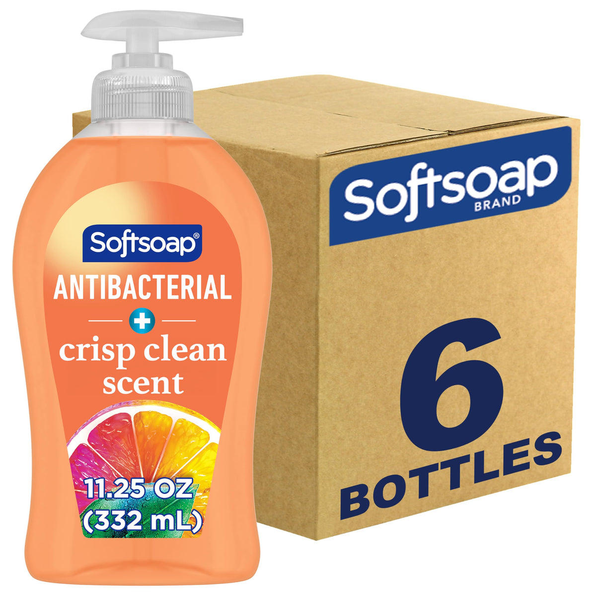 Softsoap jabón antibacterial líquido, botella frontal, aroma limpio y fresco para manos limpias