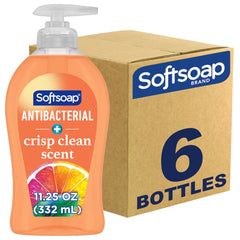 Softsoap jabón antibacterial líquido, botella frontal, aroma limpio y fresco para manos limpias