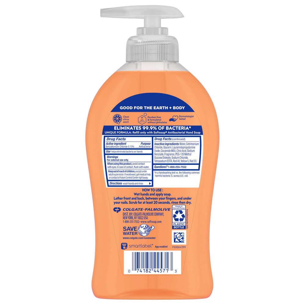 Softsoap jabón antibacterial líquido, uso diario recomendado con agua y frotado breve