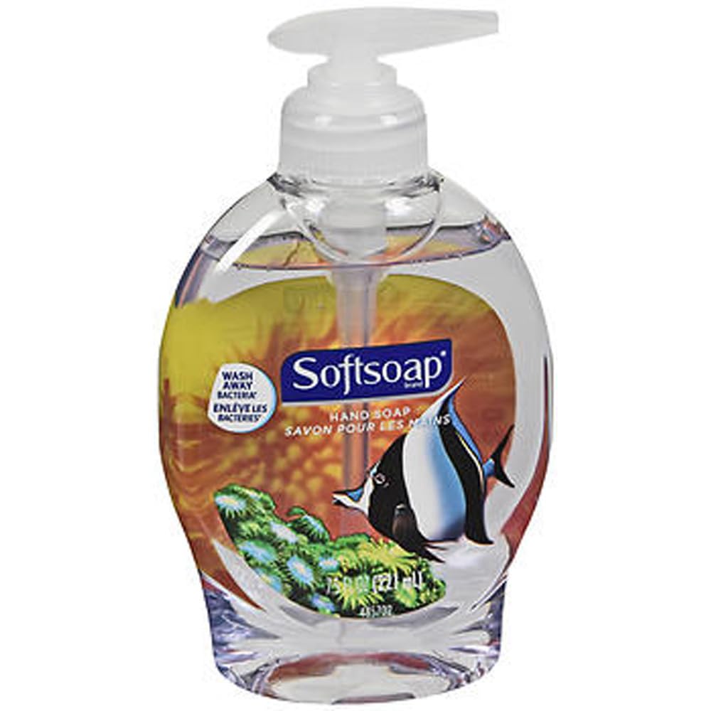 Softsoap jabón líquido para manos, botella de 7.5 oz, pack de 3, limpieza suave y conveniente.