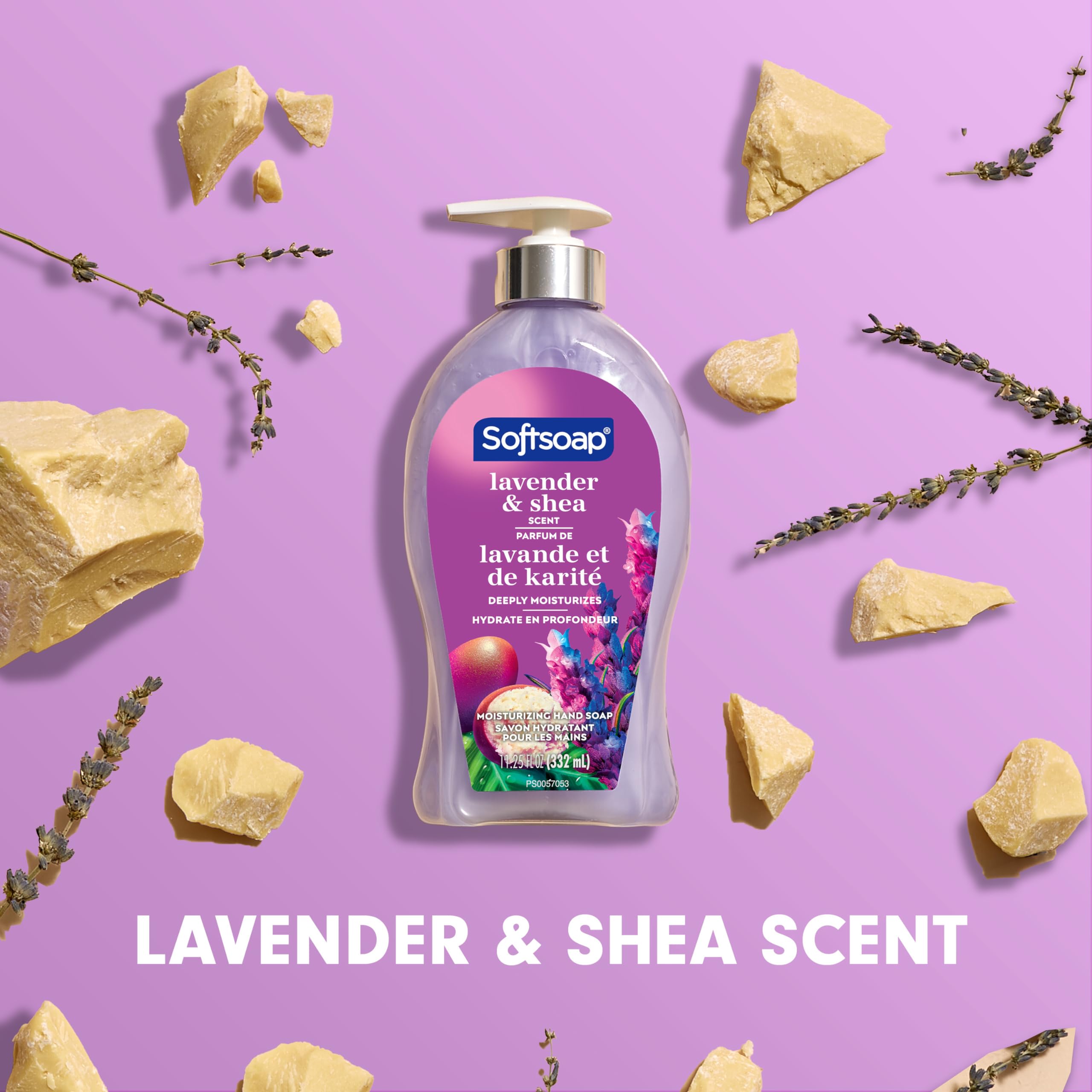 Paquete de 6 botellas Softsoap Lavanda y Karité para hogar.