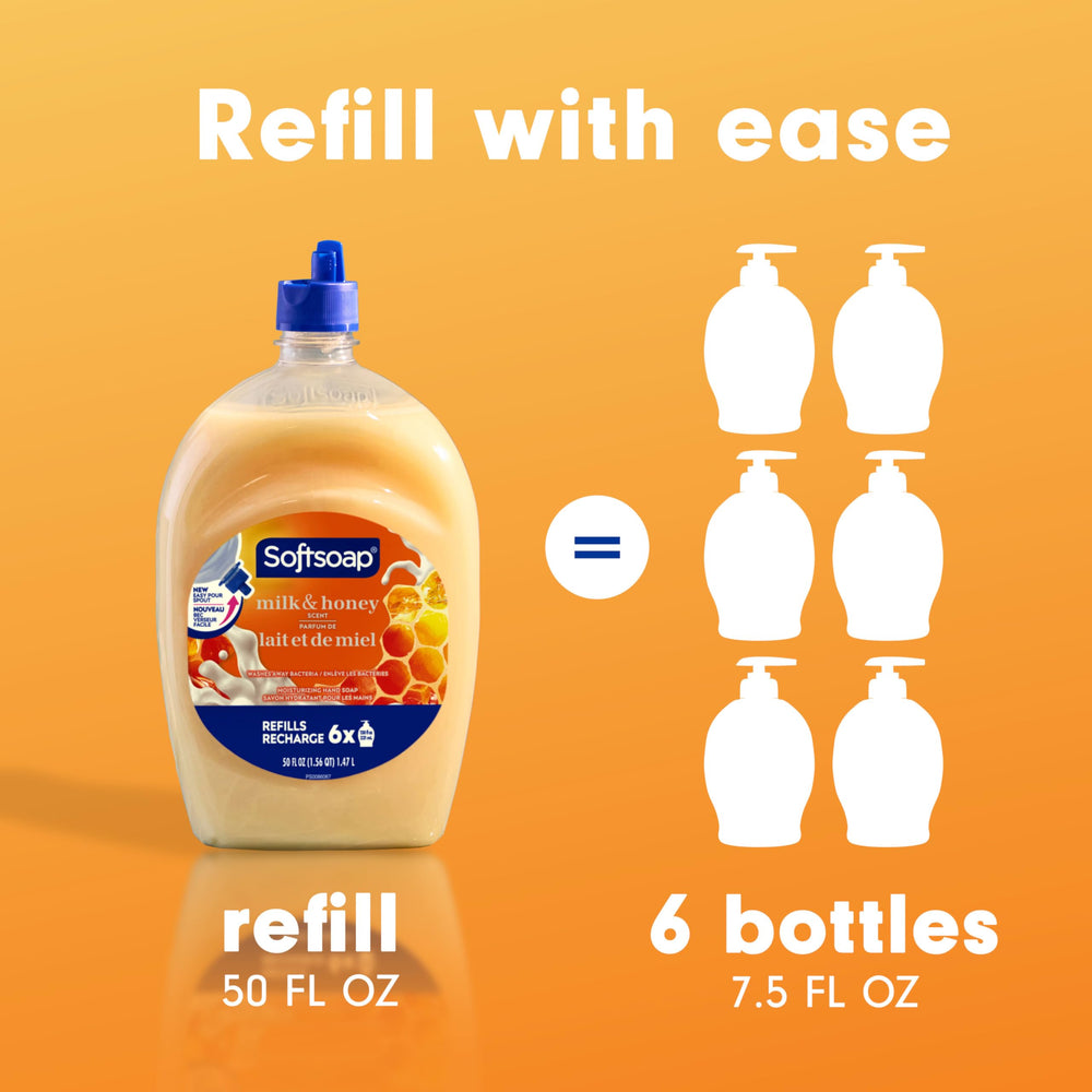 Softsoap Milk & Honey lathers hands, showcasing moisturizing result.
