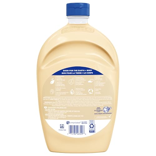 Softsoap Milk & Honey refill bottle pour demonstrates easy, mess-free refilling in bathrooms