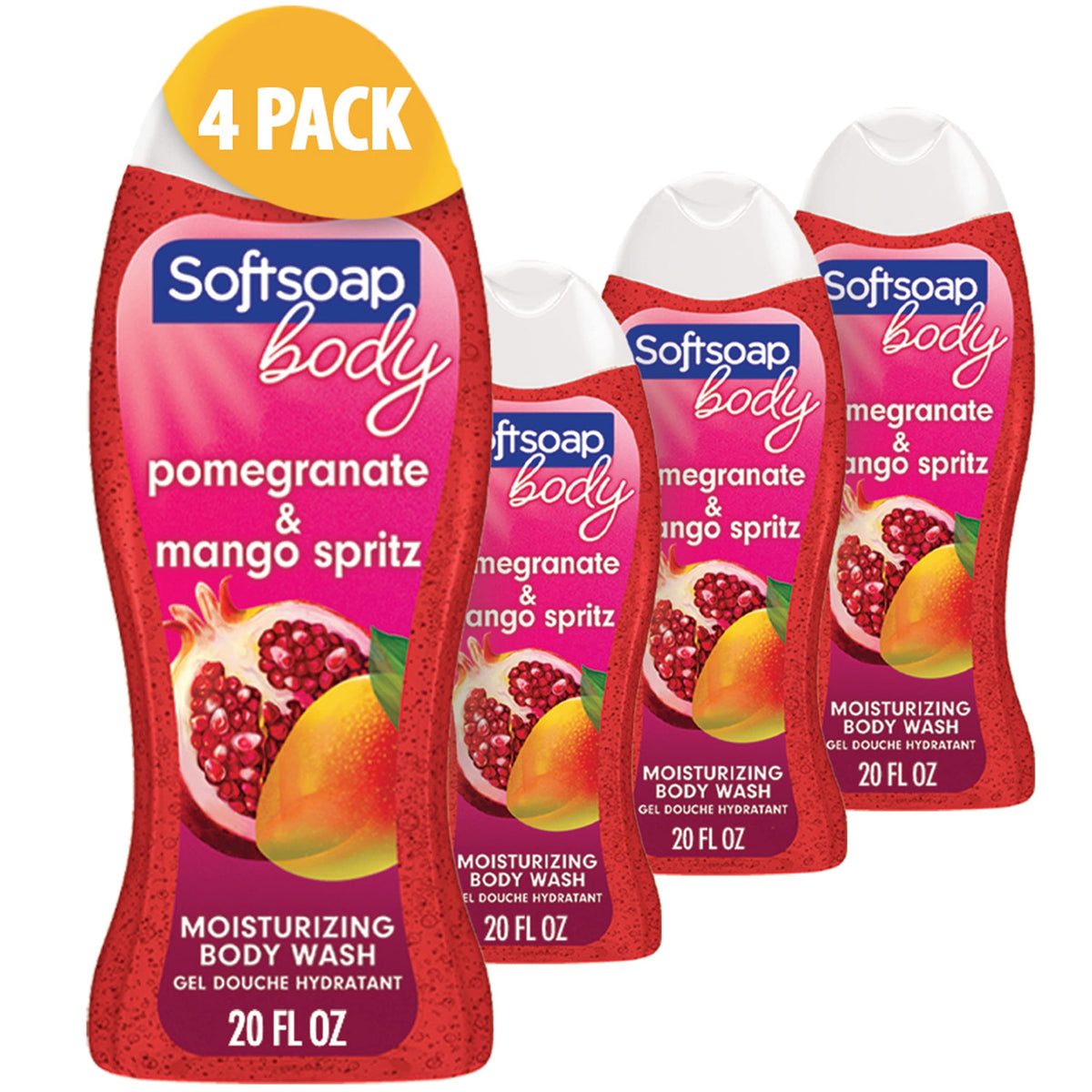 Softsoap Pomegranate Mango Spritz bottle ready for a refreshing shower.