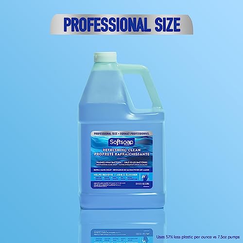Softsoap refreshing clean scent bottle emitting a bright, inviting fragrance during washing.