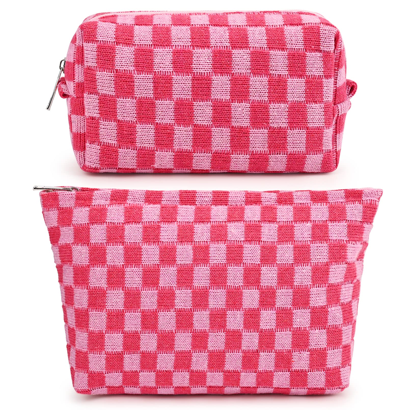 SOIDRAM 2-piece checkered makeup bag set for organized travel