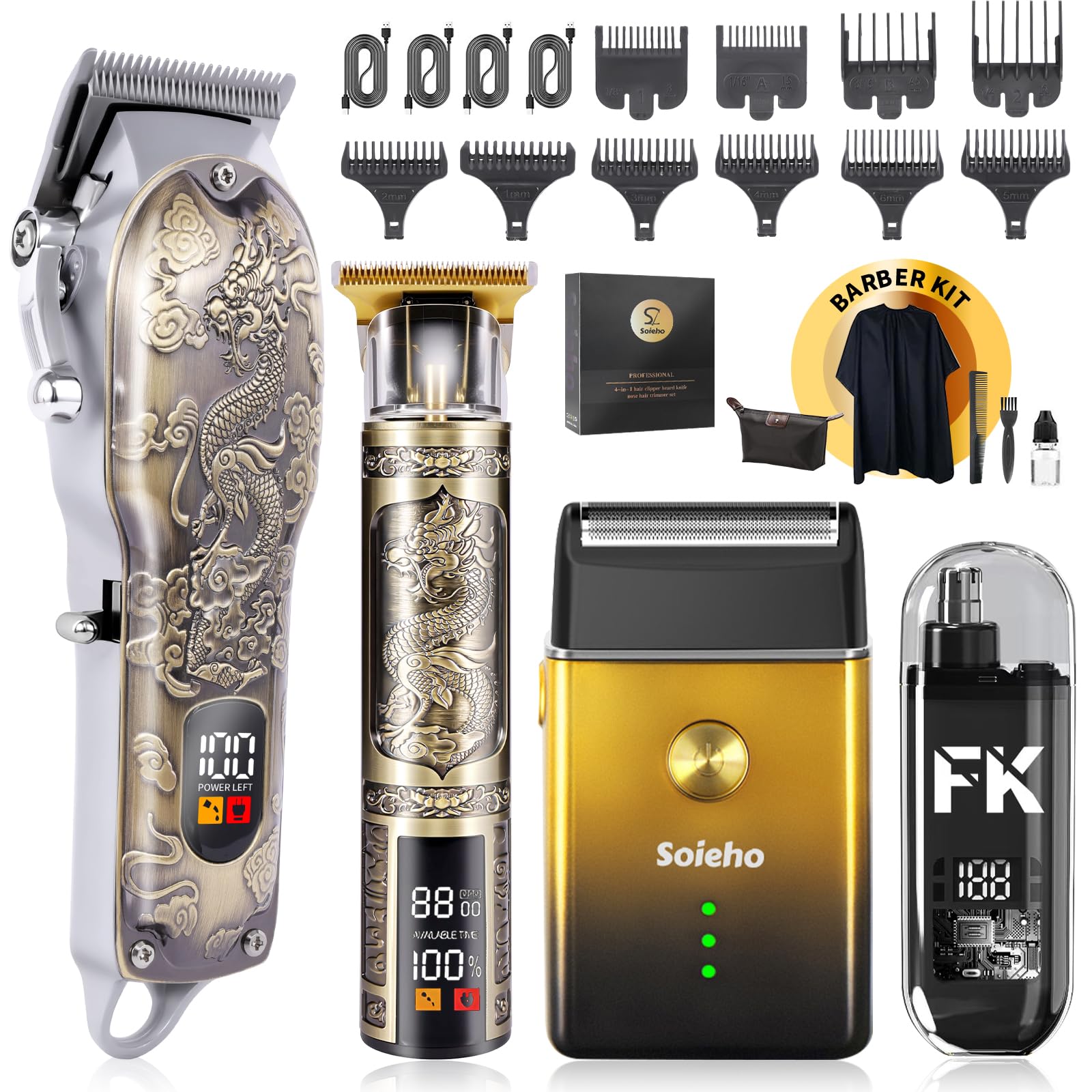 Soieho cordless hair clipper set in action for precise home haircuts