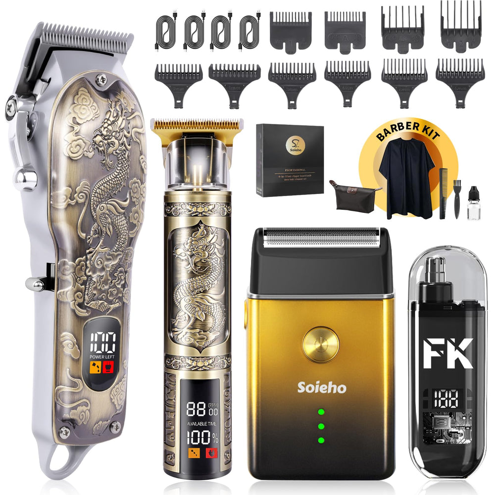 Soieho cordless hair clipper set in action for precise home haircuts