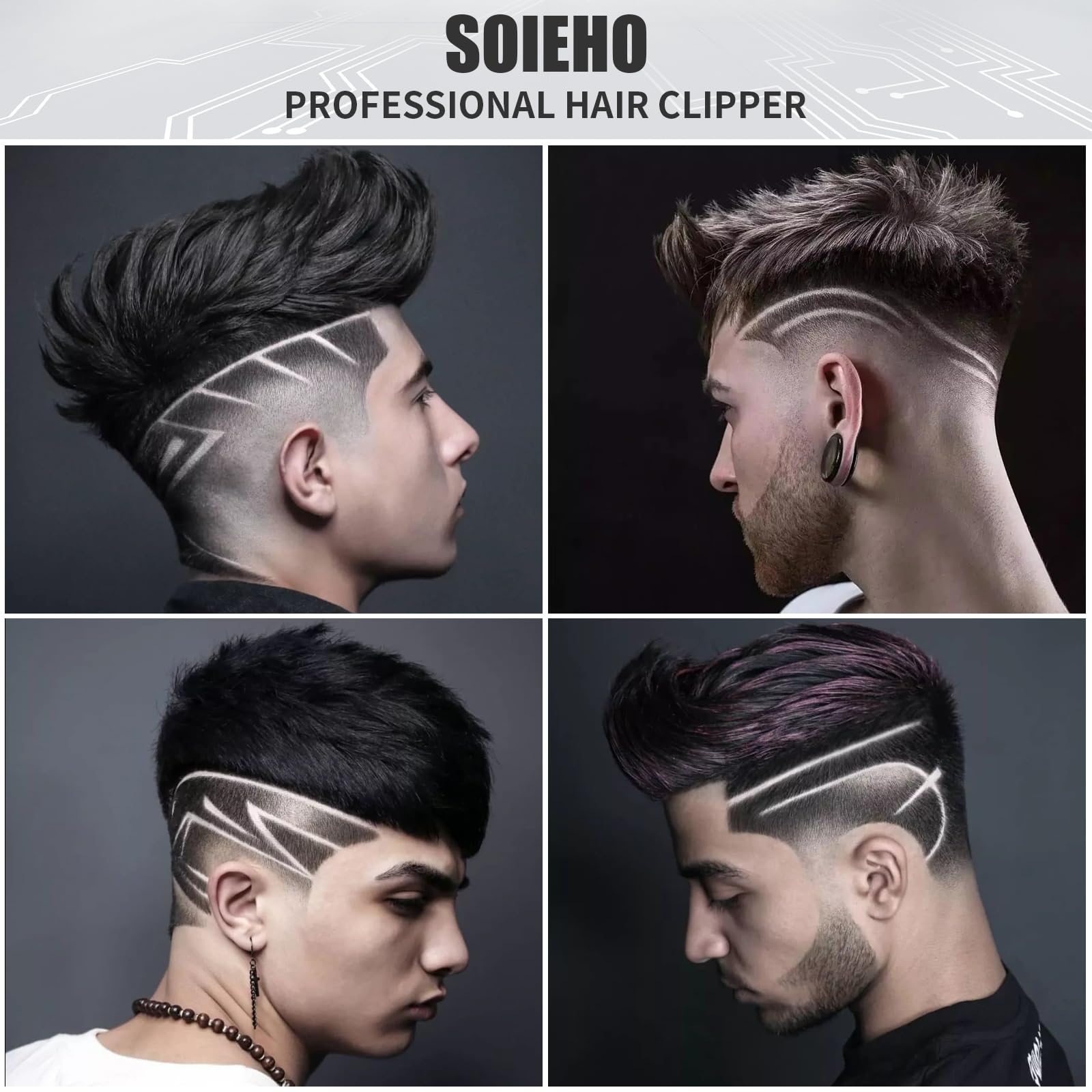 Soieho Professional Hair Clipper includes 8 guide combs for versatile lengths.