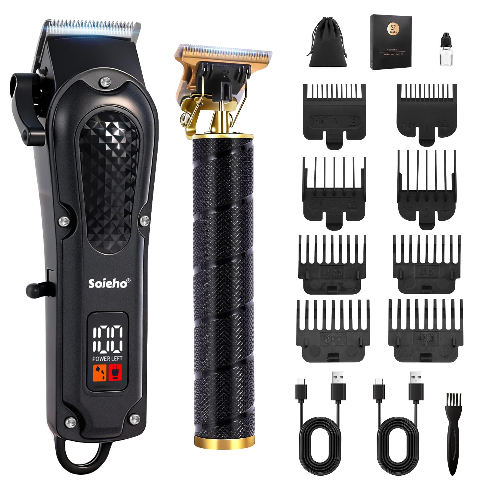 Soieho Professional Hair Clipper front view showing ergonomic grip for precise, comfortable use.