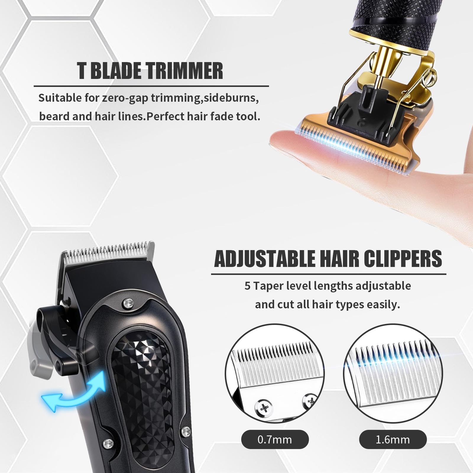 Soieho Professional Hair Clipper zero-clearance blades provide ultra-close cuts with precise control.