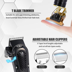 Soieho Professional Hair Clipper zero-clearance blades provide ultra-close cuts with precise control.
