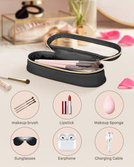 Soimeat leather makeup brush toiletry bag offers durable scratch-resistant protection for brushes on the go