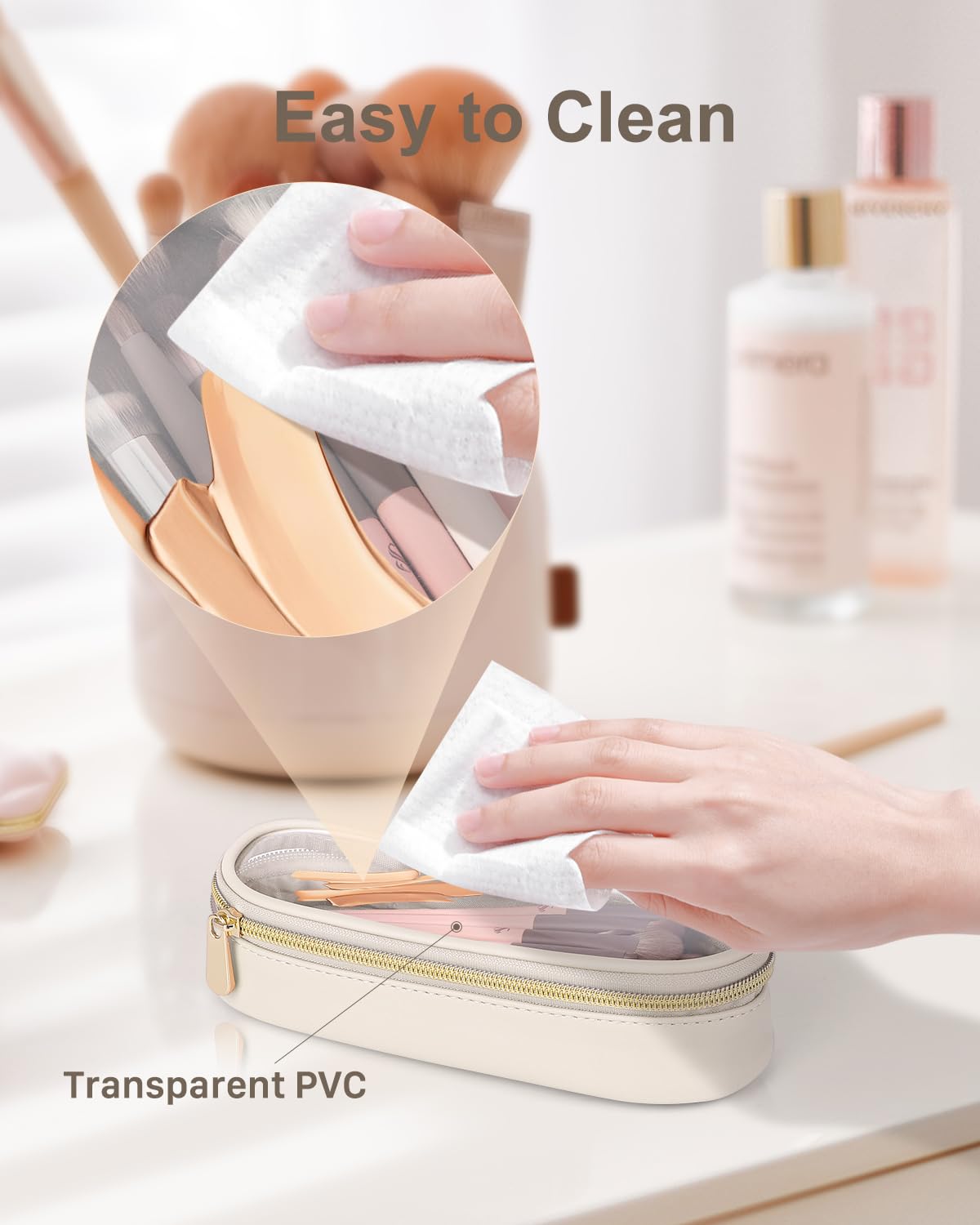 Soimeat portable cosmetic brush case fits neatly in a carry-on bag.