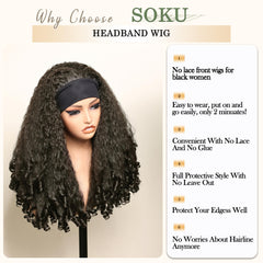SOKU headband attachment wig enables quick, glue-free styling.