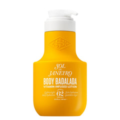 Sol de Janeiro Badalada Vanilla Lotion bottle with front view for 24-hour hydration.