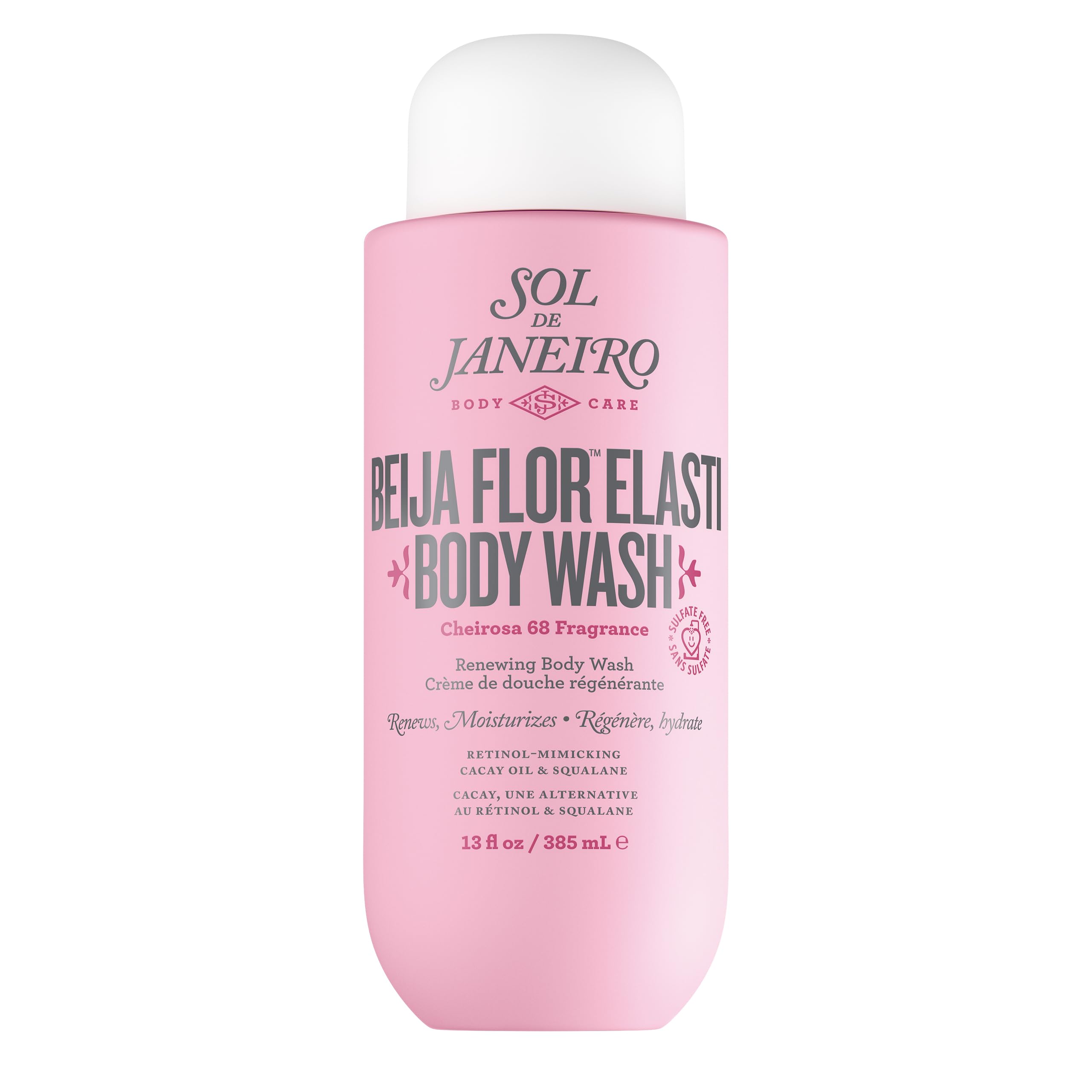 Sol de Janeiro Beija Flor Body Wash bottle dispensing creamy cleansing lather.