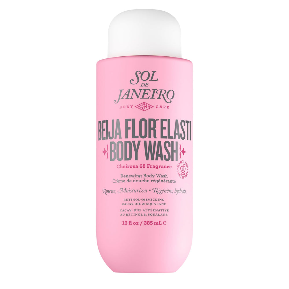 Sol de Janeiro Beija Flor Body Wash bottle dispensing creamy cleansing lather.